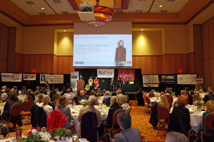 The ballroom during the program, seen from the back