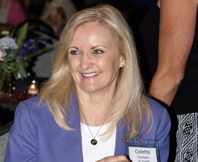 A guest smiling at the reception