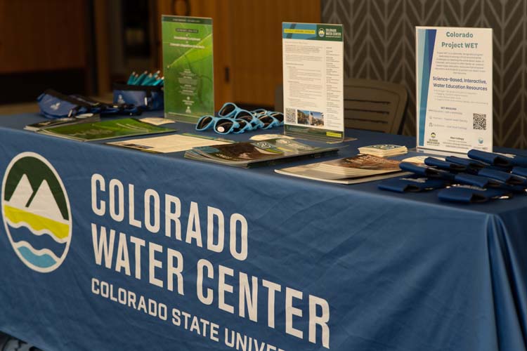 The Colorado Water Center sponsor table at Confluence 2026